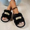 Cozy Plush Lined Open Toe Slippers with Non-slip Soft Sole for Winter & Autumn