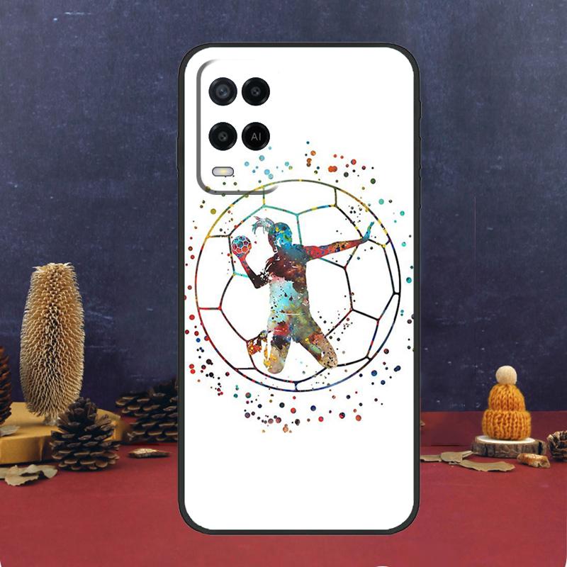 Handball Sport For OPPO A96 A76 A16 A54 A74 A94 A58 A78 A98 A5 A9 A53 A52 A72 A91 A15 A17 A57 A77 A79 Case