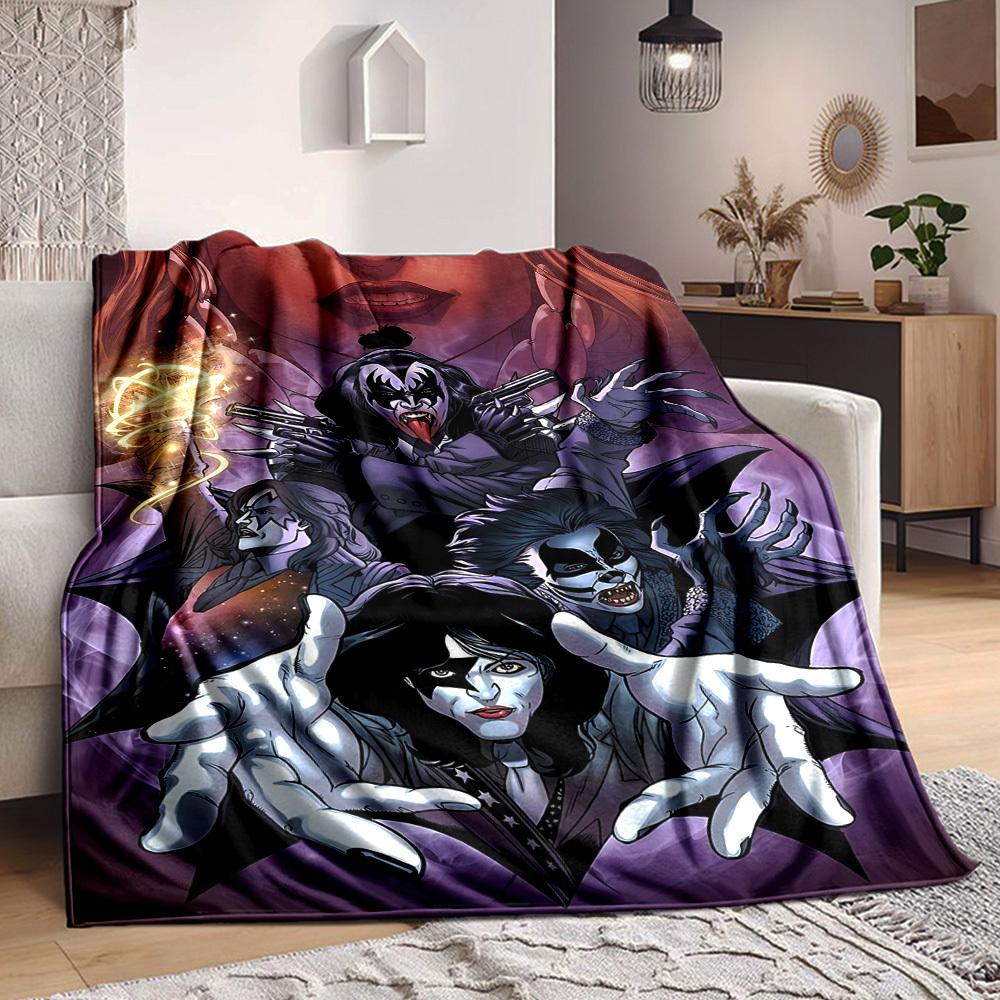 

1pc KISS Band Soft Skin-Friendly Flannel Blanket with Digital Printing, Various Sizes Available for Family, Friends, Birthday 80x120cm