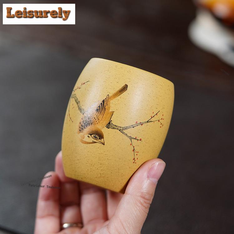 181ml Yixing Purple Clay Bird Teacup Ancient Tea Bowl Tea Cup Set Tea-tasting Smelling Cup Jianzhan Master Cups Cha Decoration