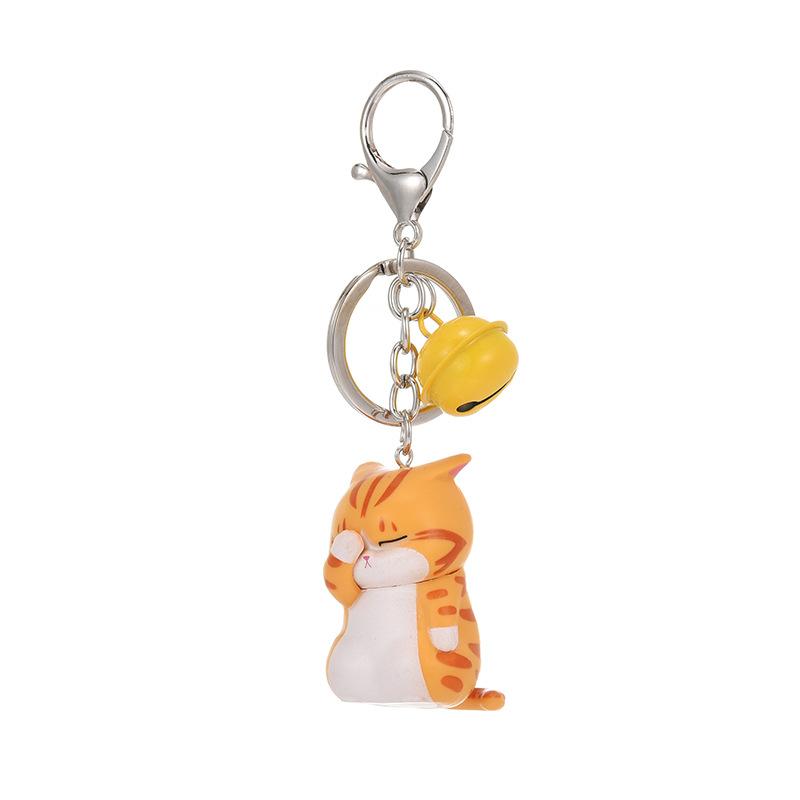 10pcs Cartoon Cute Face-Covering Keychain Cartoon Bag Pendant Small Glue Head Cat Keychain Cartoon Cute Kitten Keychain