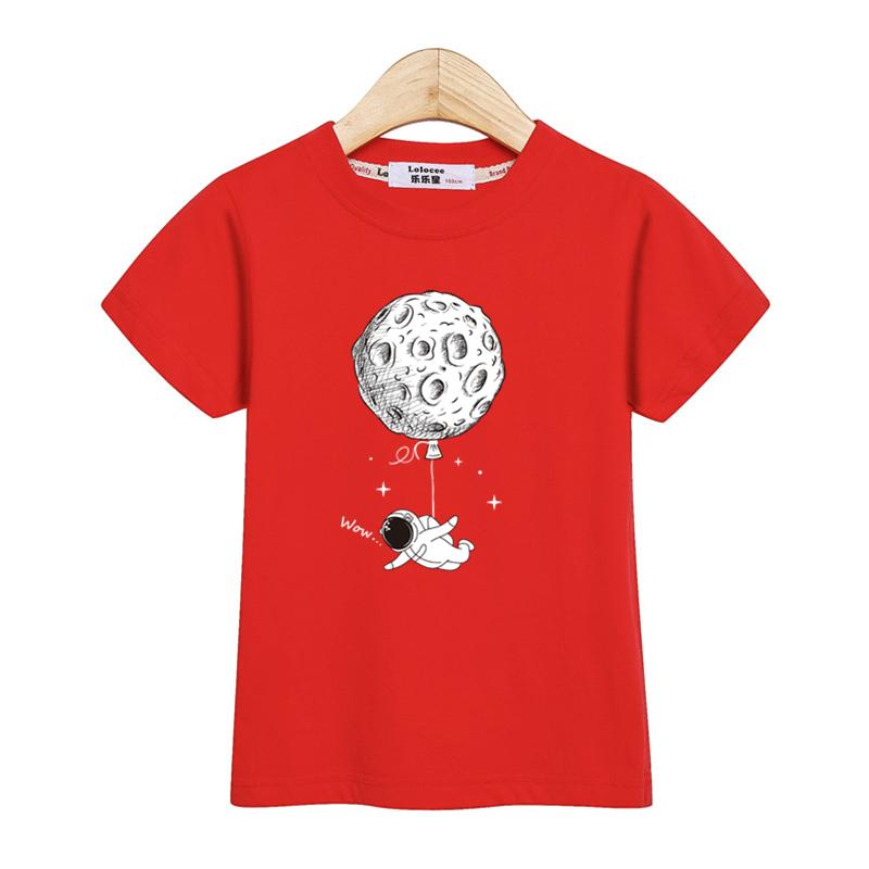 Astronaut New Cartoon T-shirt Boys Summer Shirt Children Short Sleeved Tops Spaceman Clothes
