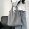 Korean Retro Plaid Canvas Shoulder Bag for Female Students - Versatile Large Capacity Shopping Bag