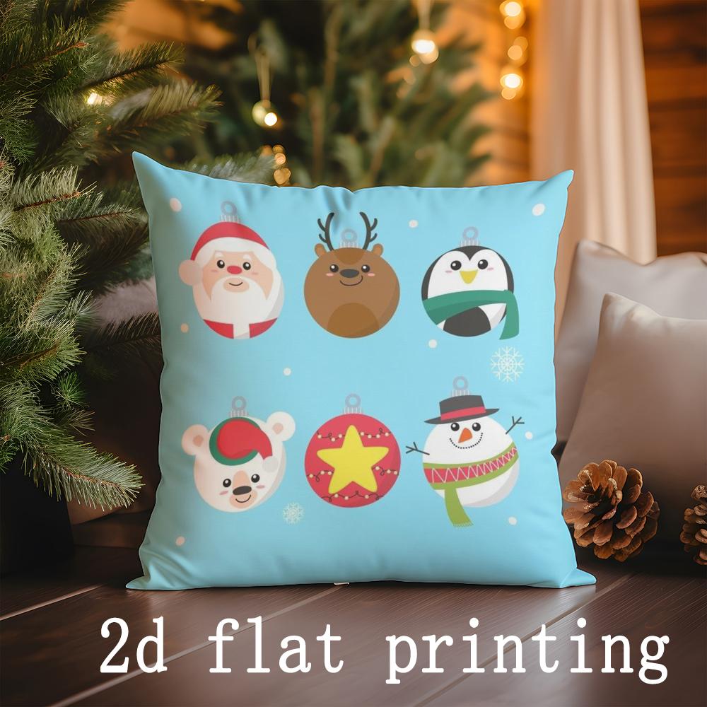 

Home Decor Christmas Snowman Pattern Pillowcase Suitable For Sofa Bedroom Car Pillow Cover Cushion Rectangular Back Cushion 40x40cm