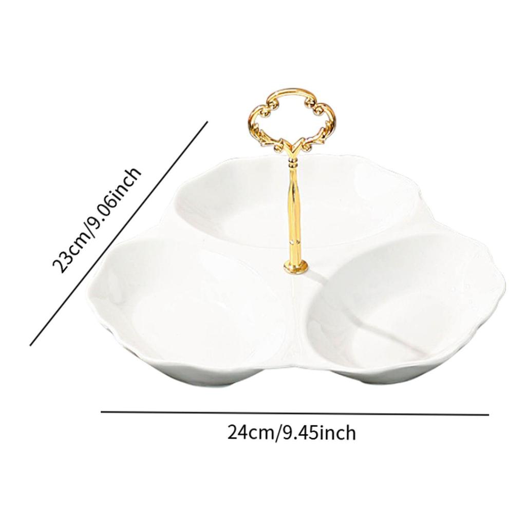 Trockenfrüchte-Platte Tablett Party-Serviertablett Porzellan Multifunktionales unterteiltes Serviertablett für Süßigkeiten Kekse Party-Früchte