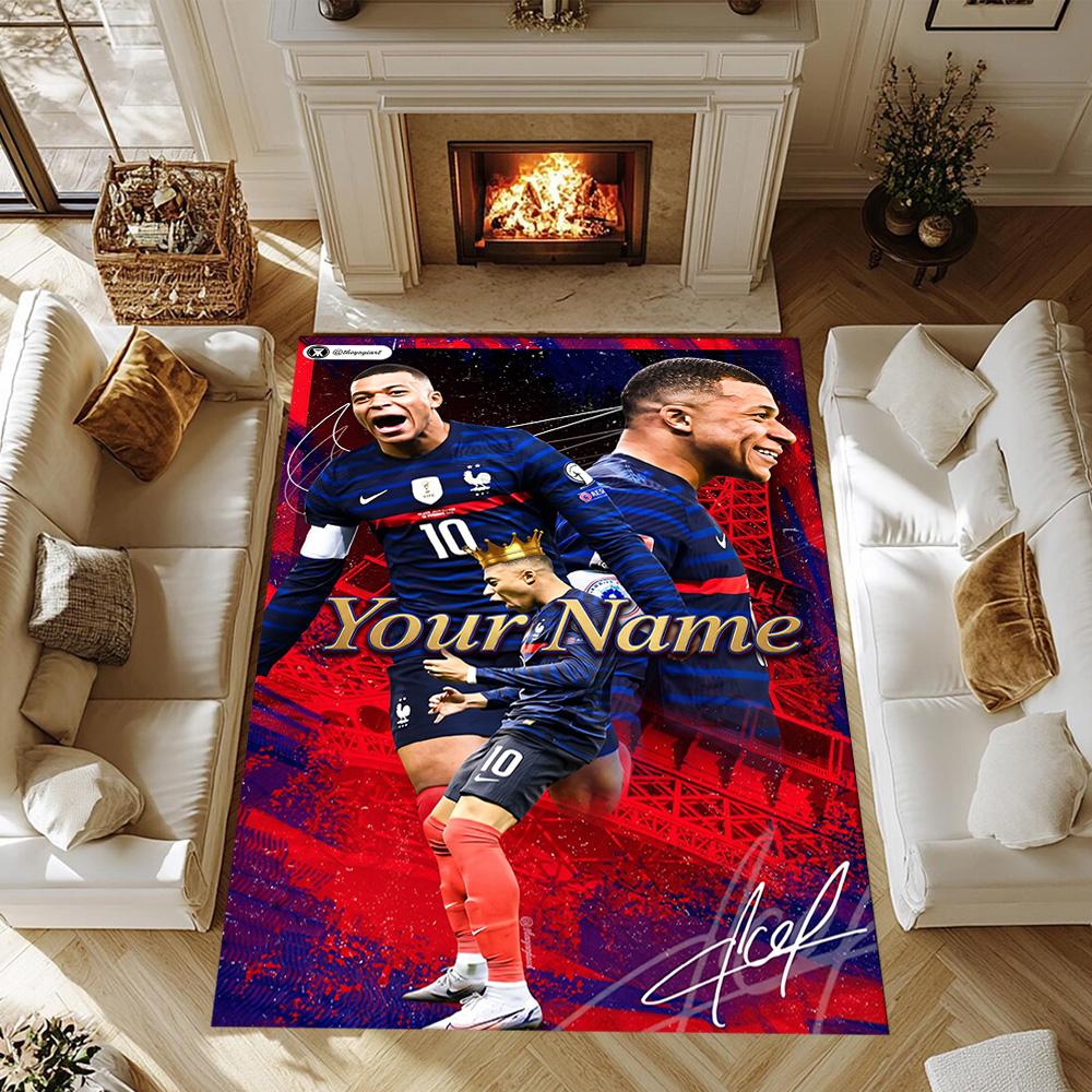 Mbappe 180 Personalized Name Floor Mat Design for Balcony Dining Room Bedrooms Entryway Anti-slip Rug Decorate Offices Birthday/Christmas Gift