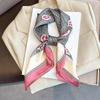 1Pcs 70Cm Plaid Floral Silk Scarf For Women, Imitation Silk Simple And Versatile Headwear Bag Decoration Clothing Square Scarf
