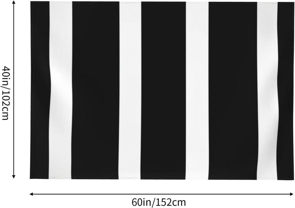 Stripes Black White Tapestry Wall Hanging, Peach Velvet Wall Tapestry No Damage Backdrop Poster Wall Art For Bedroom Living Room