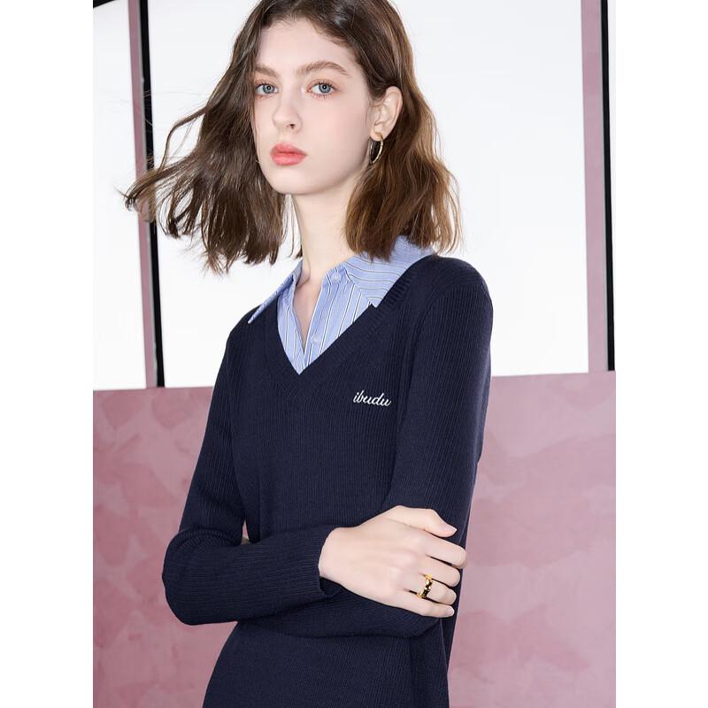 

Sancai Women s College Style Letter Embroidered Knitted Mini Dress M