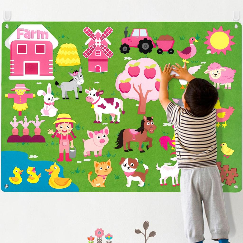 Felt Story Board Set Farm & Ocean Animals Montessori Interactive Teaching Kit