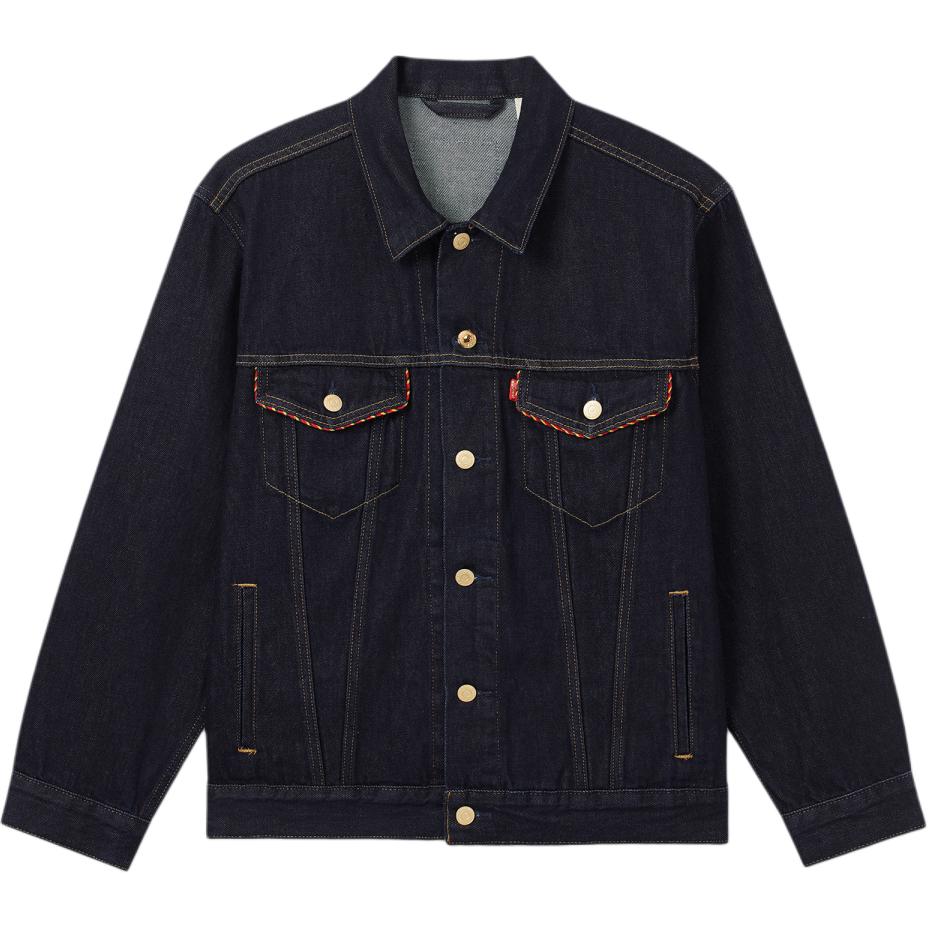 Levis SS25 New Year Limited Edition Double Pocket Design Button Closure Denim Jacket Men Jackets Dark-Blue 003ZN-0000