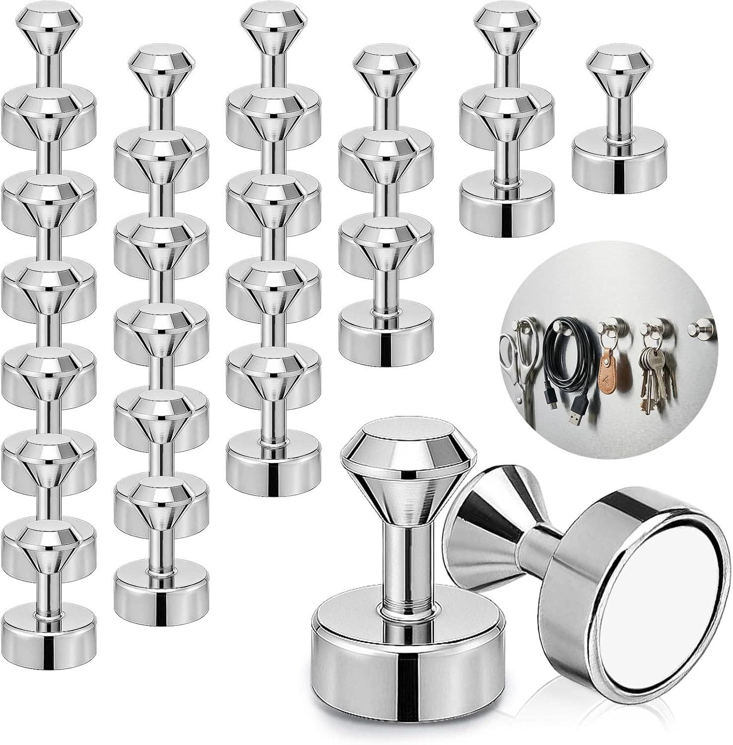 Strong Magnetic Thumbtacks - 12×16 Large Metal Magnets for Refrigerator