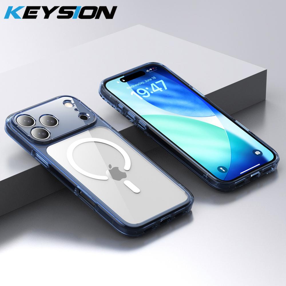 KEYSION Shockproof Transparent Case for MagSafe for iPhone 17 Pro Max Clear TPU+PC Magnetic Wireless Charging Phone Back Cover