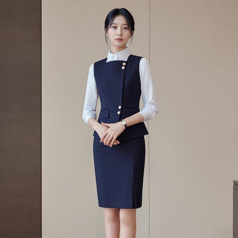 Women s Professional Vest Skirt 3-Piece Suit 4XL