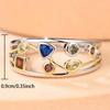 Two-Tone Geometric Multi-Color Stone Ring Silver & Gold Open Band Triangle Square CZ Fashion Jewelry Gift for Women