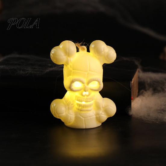 Gothic Home Ornament Halloween Skull Night Light, LED Skeleton Decorative Candle Light for Lantern Haunted House, Spooky Party Tabletop Decor,