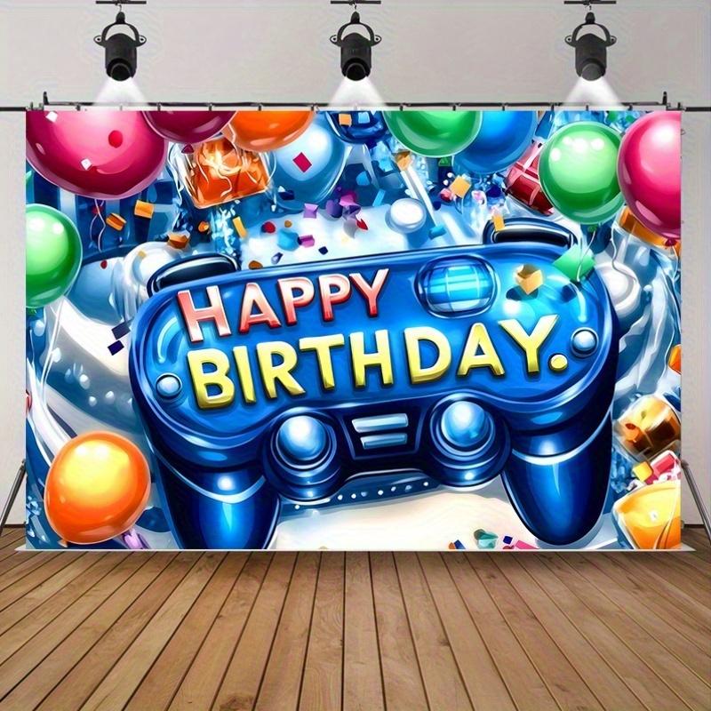 Level Up Video Game Birthday Party Banner, Polyester Backdrop for Home Room Wall Decor