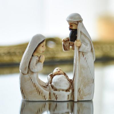 Christmas Nativity Ornament Resin Holy Family Figurine Mantel Shelf Tabletop Decoration Holiday