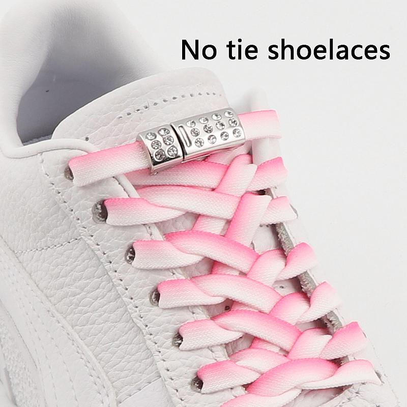 Diamond Magnetic Lock Shoelaces Gradient Elastic No-Tie Shoe Laces for Sneakers Kids & Adults Rubber Bands for Easy Fit
