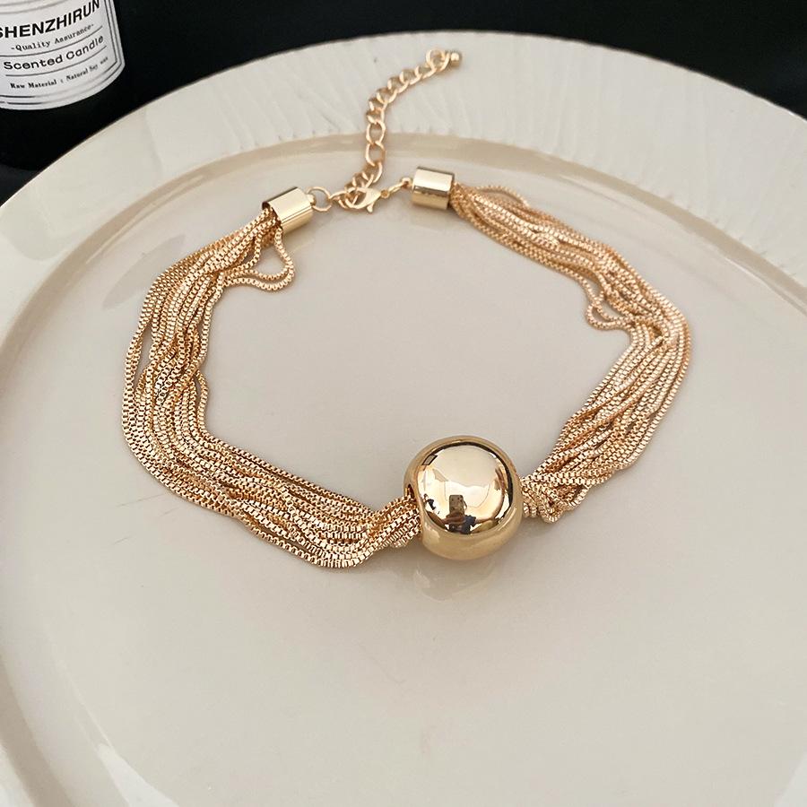 Metallic Round Ball Multi-layer Chain Necklace & Bracelet - High-End Cold Style Jewelry
