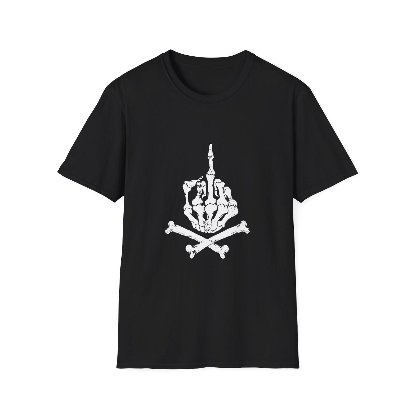 Rebellious Skeleton Hand T-Shirt, Edgy Graphic Tee for Halloween, Unisex [...] S
