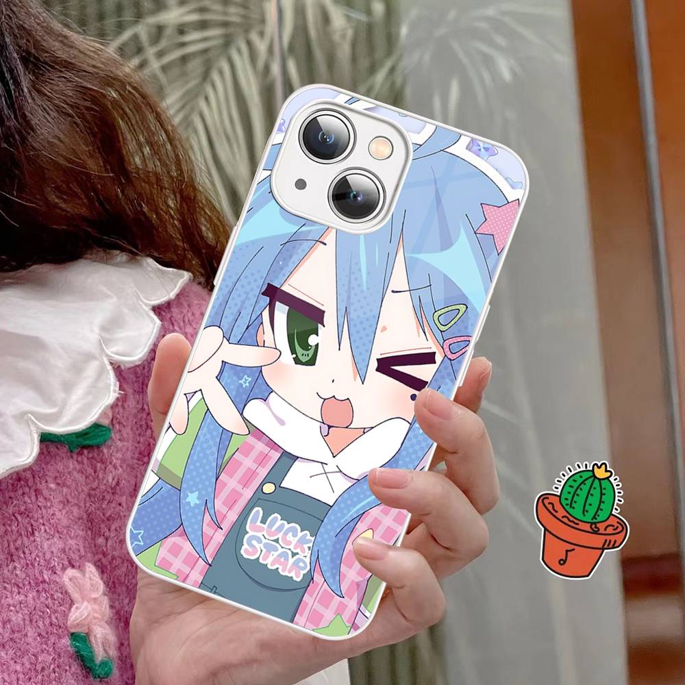 Anime Girl Lucky Star For IPhone 14 13 12 Mini 11 Pro XS Max X XR 14 Plus Tempered Glass Cover