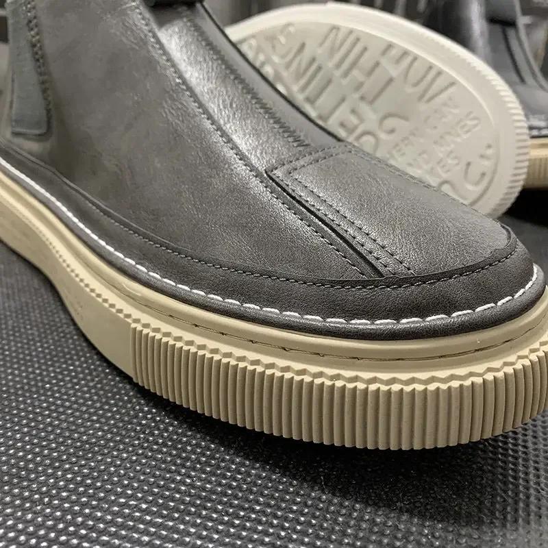 Fashion Men's Ankle Boots New High-top Flat Casual Shoes Men's Autumn and Winter Plush Men's Boots Fashion Shoes for Men Leather Shoes