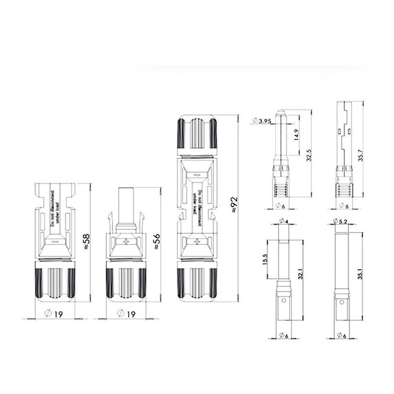 5Pair Solar Panel Cable Connector Mc4 Solar Photovoltaic Connectors Male/Female Solar Plug Cable Connectors 1000V 30A