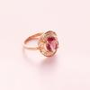 Russian Purple Gold Smoke-Colored Gemstone Egg Surface Pattern Ring Plated Rose Gold Hollow Ring Color Gold Set