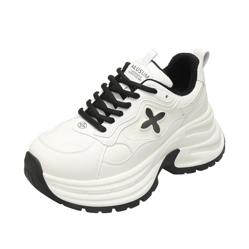 

Модная новая весенне-осенняя обувь кэжуал на шнуровке с круглым носком и толстой подошвой против скольжения, модные, удобные, трендовые, дышащие кроссовки для ходьбы 40 чёрный