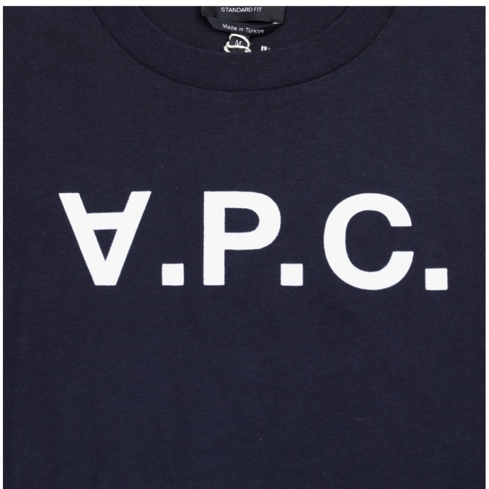 A.p.c. VelveT Logo STandard Grand T shirT M26384 Tiq Dark Navy Ecru