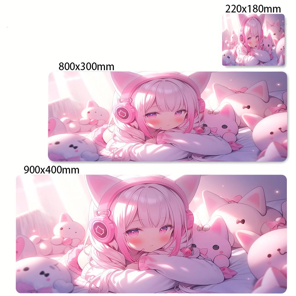 Anime Girl Mouse Pad Kawaii Pink Mousepad Gaming Speed Keyboard Pads Large Gamer Mouse Mat Rubber Desk Mat HD Print Cute Carpet