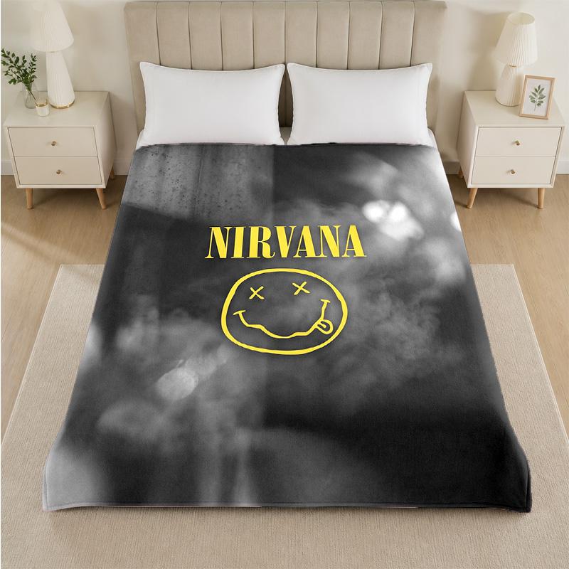 Coperta in Flanella con Stampa Nirvana Morbida e Leggera Coperta Plaid in Peluche per Letto Divano Uso Domestico