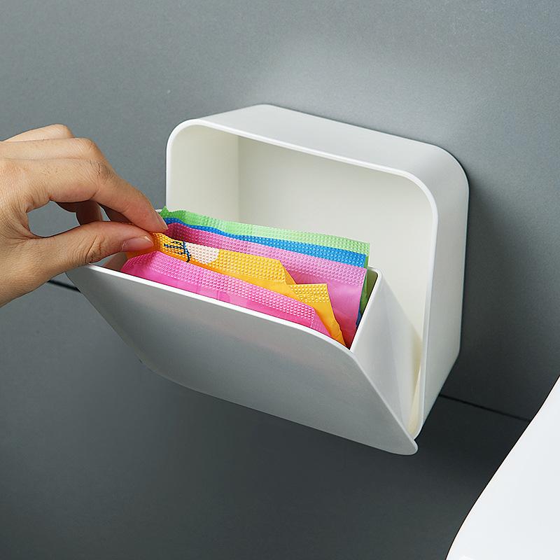 Wall-Mounted Plastic Storage Box: Flip-Top, Dustproof Organizer for Cotton Swabs, Sanitary Napkins, and Small Items