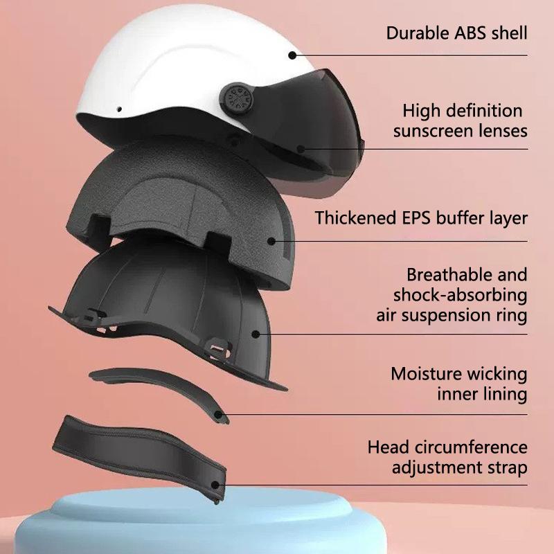 1 Adet Yetişkin Scooter Tam Kafa Şapka Kaskları Erkekler Kadınlar İçin Elektrikli Araç Motosiklet Kaskı Güneş Korumalı Güvenlik Kaskı