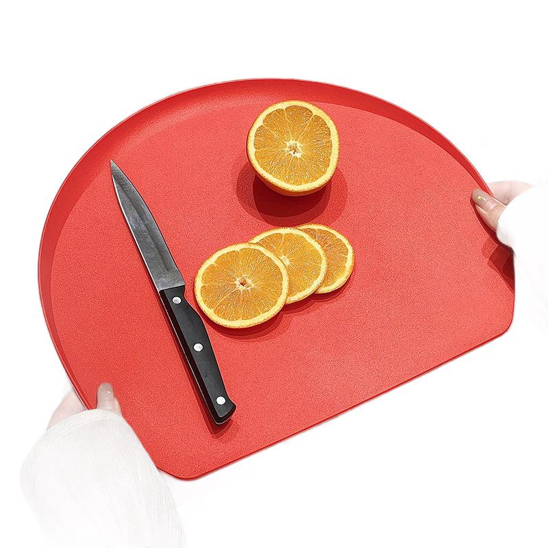 TPU Non Slip D Shaped Cutting Board Double Sided Red Chopping Board Anti Bacterial Kitchen Board