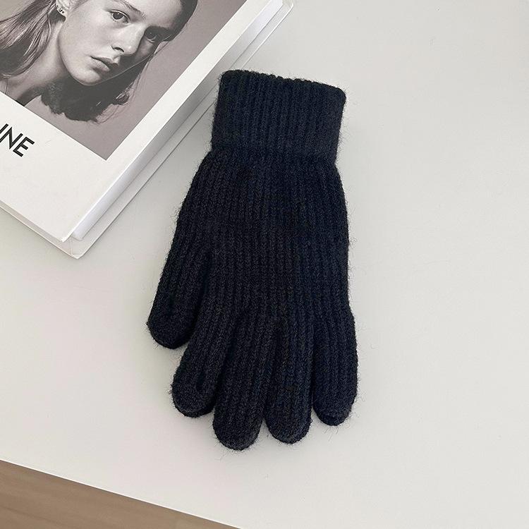 

Утолщенные однотонные трикотажные теплые перчатки для зимних мужчин и женщин, пары, шерсть и бархат, сенсорный экран, для велоспорта на открытом воздухе One size