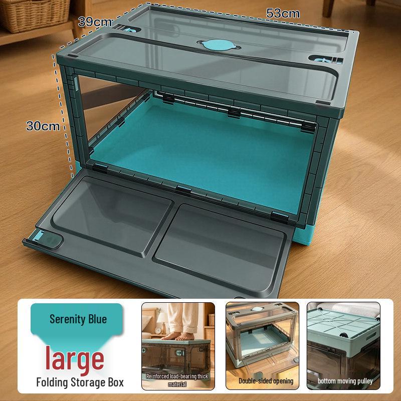 Thickened Foldable Transparent Storage Box with Double Doors - Large Capacity for Small Apartments