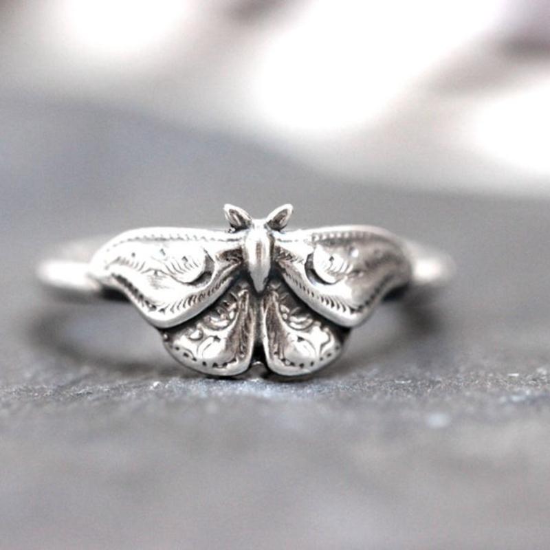 Celestial Moth Ring Celestial Jewelry Moon Moth Ring Witch Ring Witch Jewelry Silver Color Moth Jewelry Mystic Moth Ring