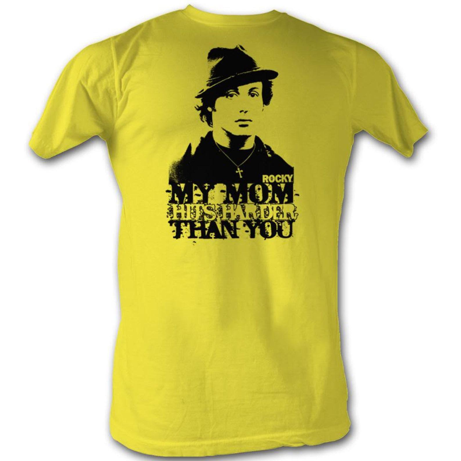 Rocky My Mom Hits Harder Yellow T-Shirt 4XL