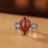 Adjustable Vintage-Inspired Wheat Motif Oval Cabochon Ring In Copper Men Women