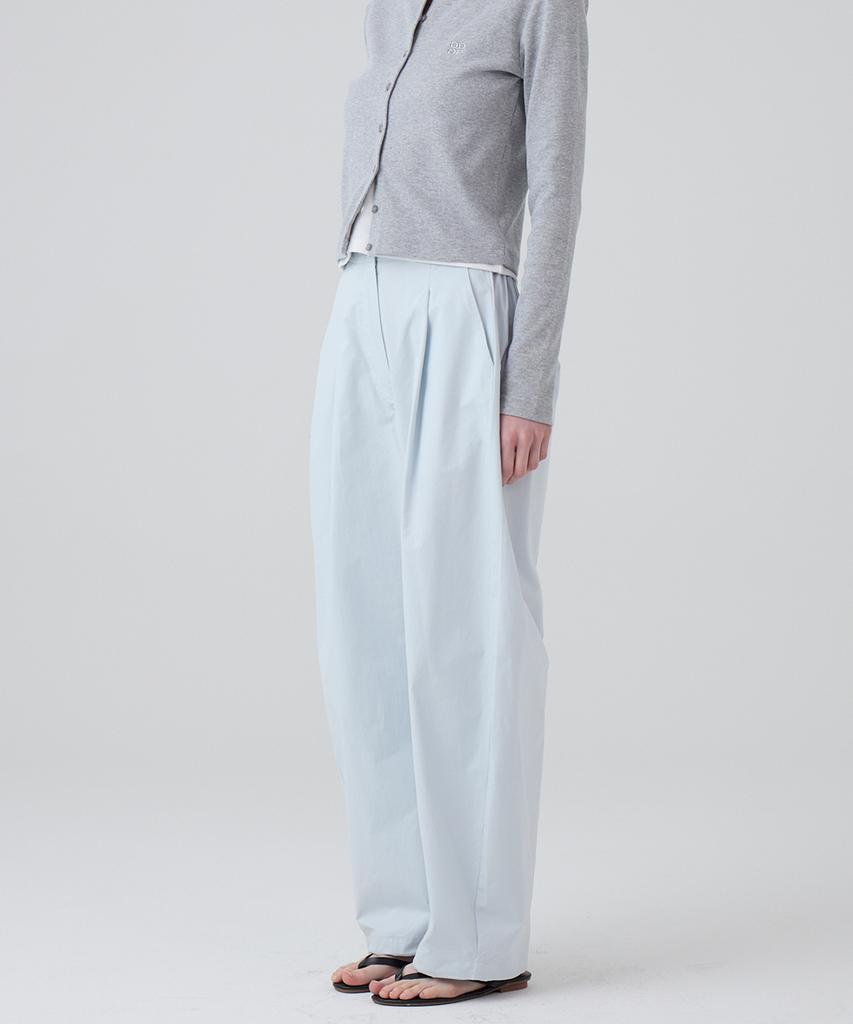 DANGLEDROP Dgdp Balloon Fit Curved Cotton Elastic Waist Pants_Sky Blue