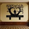 Metal Welcome Sign Love Tree Wall Art Sculpture Romantic Gift for Wedding Home Decor