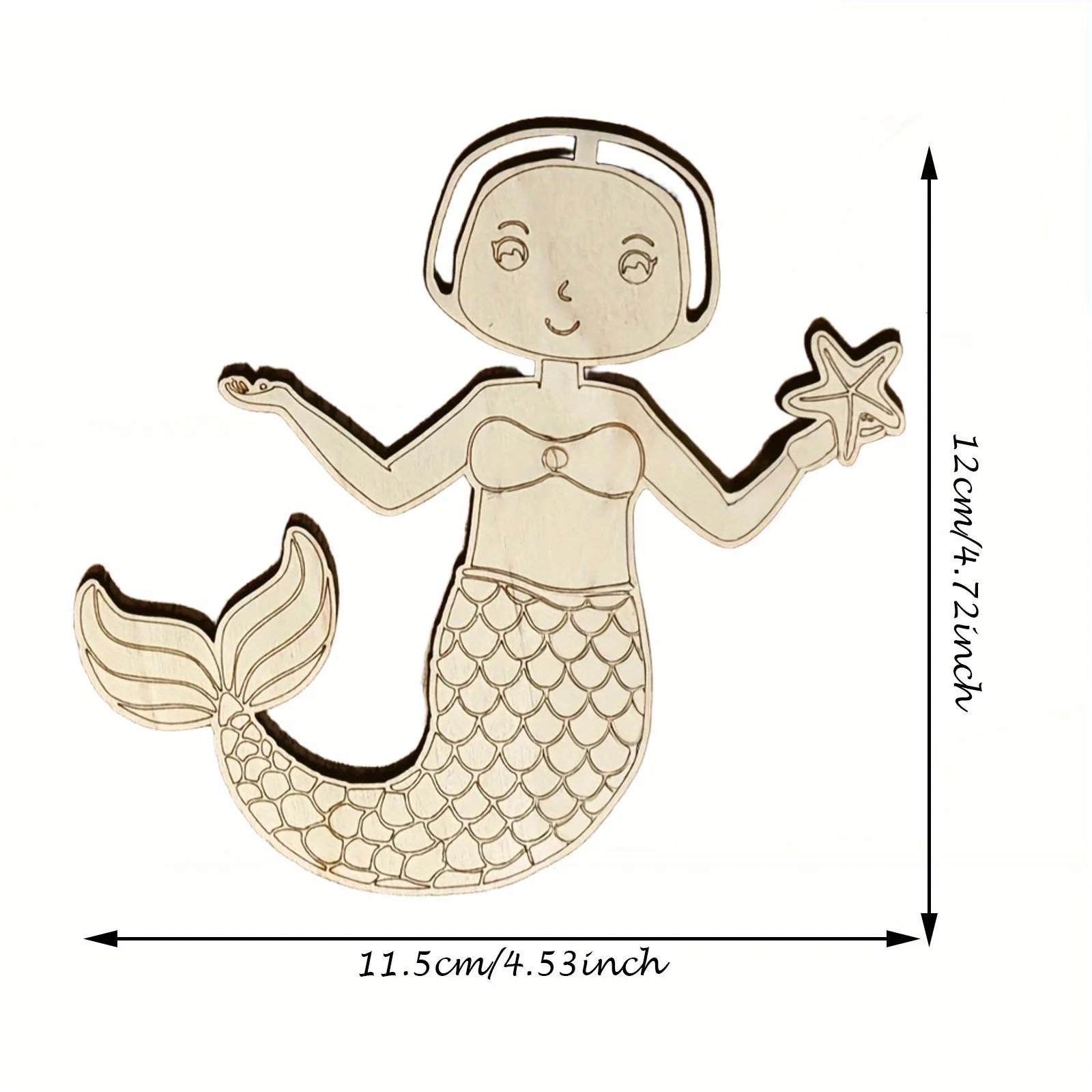 

2026 Latest Models Mermaid-like wooden hanging crafts, DIY painting, mermaid to knot, coloring set, ornament supply 12 pcs/set