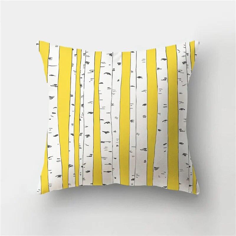 Simple Leaf Plant Yellow Flower Print Pattern Cushion Cover Home Living Room Sofa Decoration Pillow Pillow Cover 45X45CM