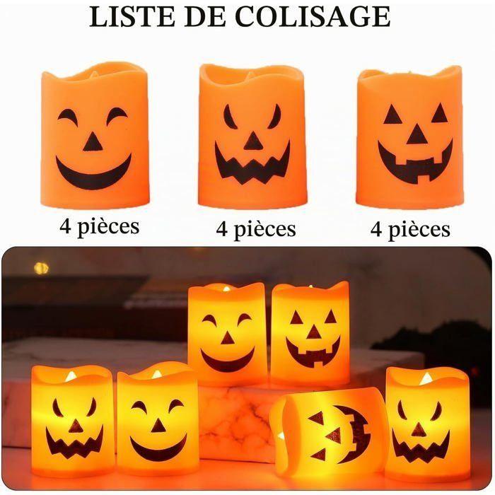 Bougies LED d'Halloween - AIMOONSA - Lot de 12 - Plastique - 4,5 x 3,7 cm - LED sans flamme