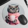 Random Placement Printed Cat Round Portable Mouse Pad Computer Office Desk Mat Durable Non-Slip Thickened Cartoon Table Mat