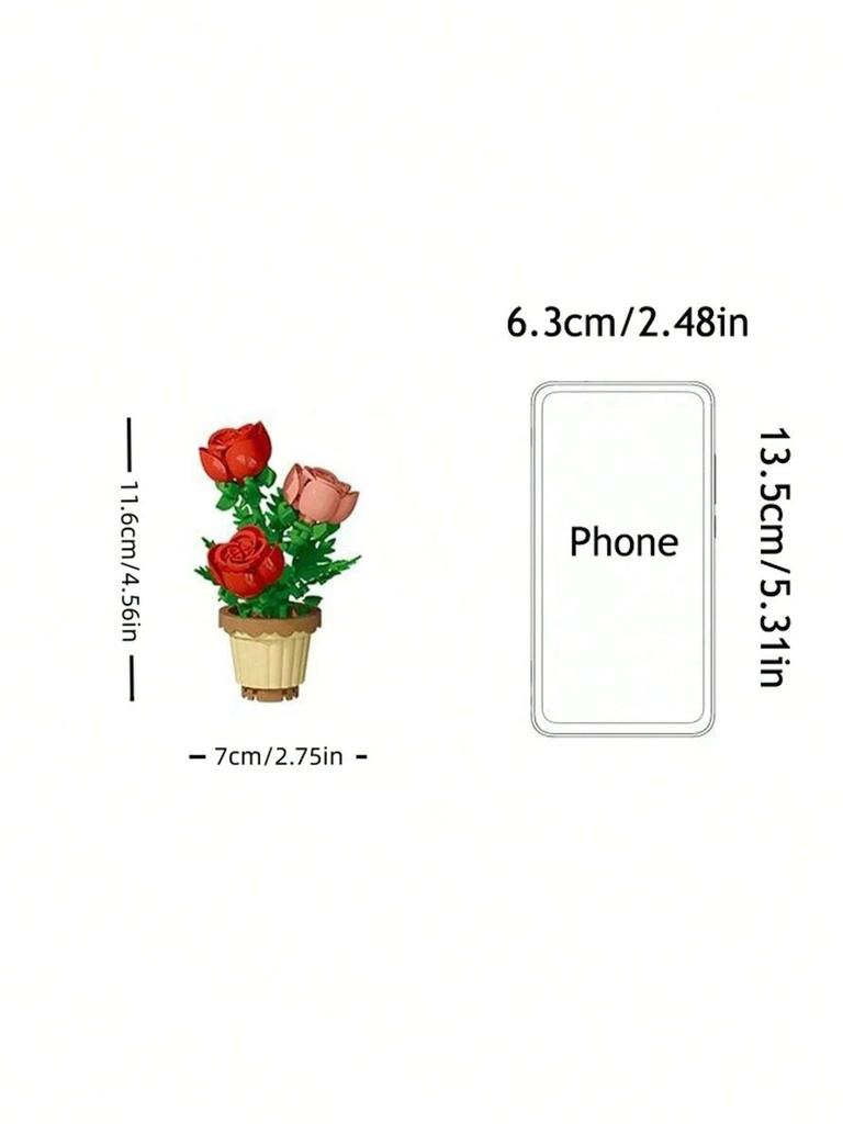 12 styles of adult granular flower pot building blocks, simulated bouquet assembly model toys, decorative and collectible gifts