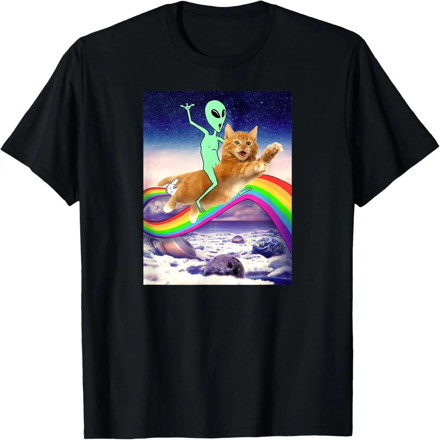 

Alien Riding Cat Over Rainbow T-Shirt XXXXXL чорний