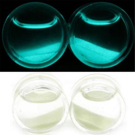 Unisex Glow In the Dark Double Flared Saddle Ear Gauge Plug Body Piercing